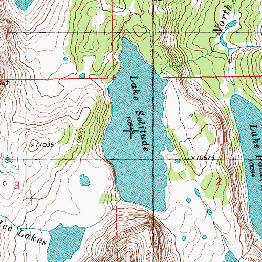 Topographic Map of Lake Solitude, WY