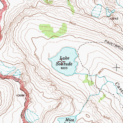 Topographic Map of Lake Solitude, WY