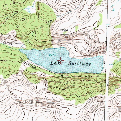Topographic Map of Lake Solitude, WY