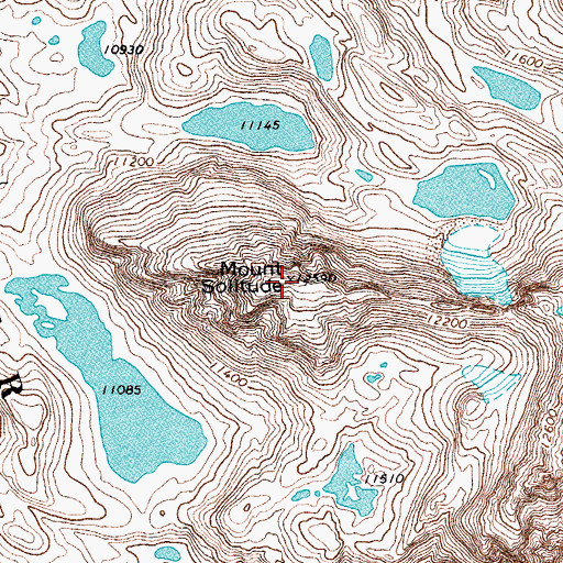 Topographic Map of Mount Solitude, WY