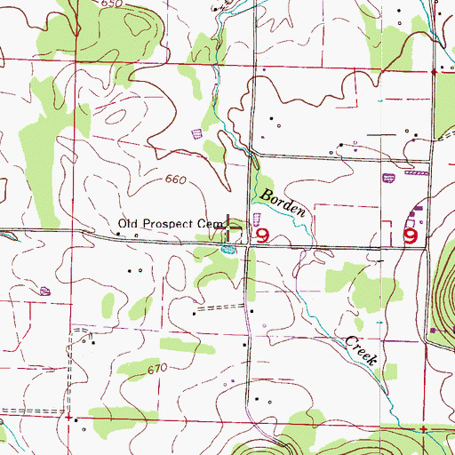 Topographic Map of Old Prospect Cemetery, AL