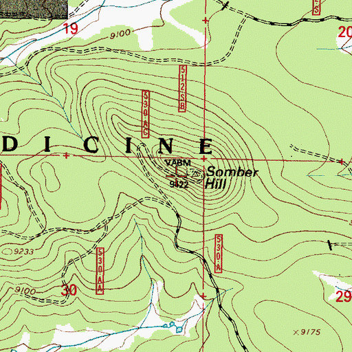 Topographic Map of Somber Hill, WY