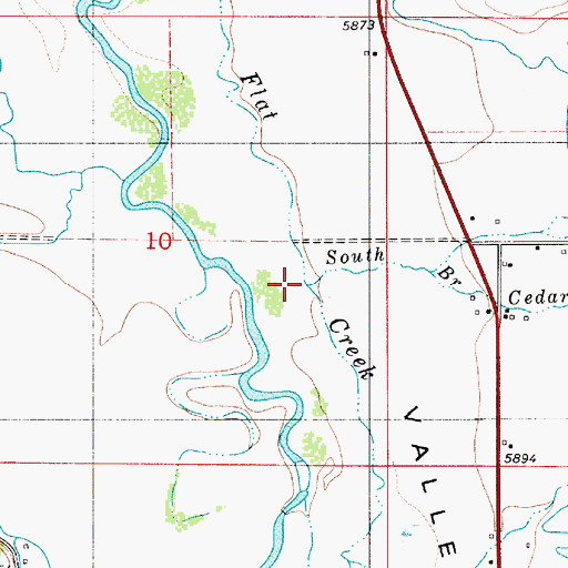 Topographic Map of South Branch Cedar Creek, WY