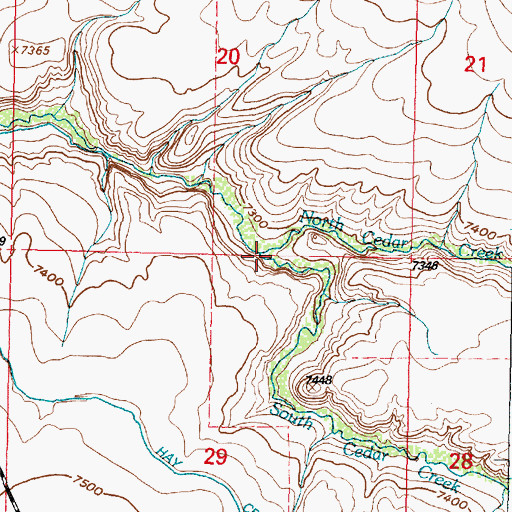 Topographic Map of South Cedar Creek, WY