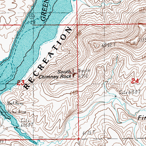 Topographic Map of South Chimney Rock, WY