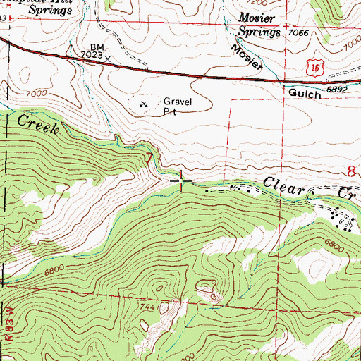 Topographic Map of South Clear Creek, WY