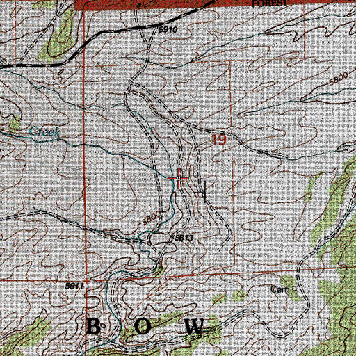 Topographic Map of South Creek, WY