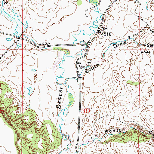 Topographic Map of South Draw, WY
