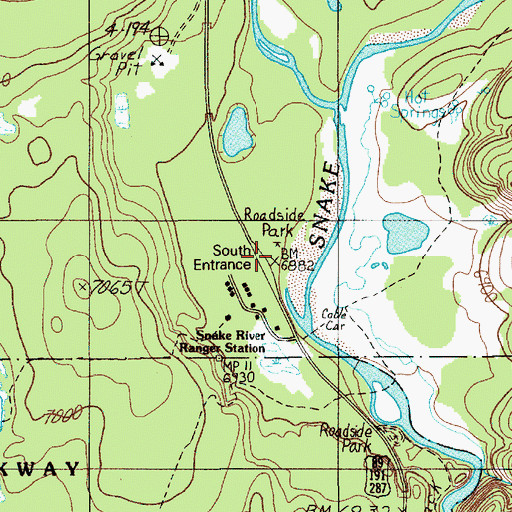 Topographic Map of South Entrance, WY