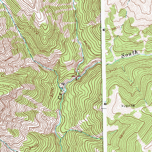 Topographic Map of South Fork Burwell Creek, WY