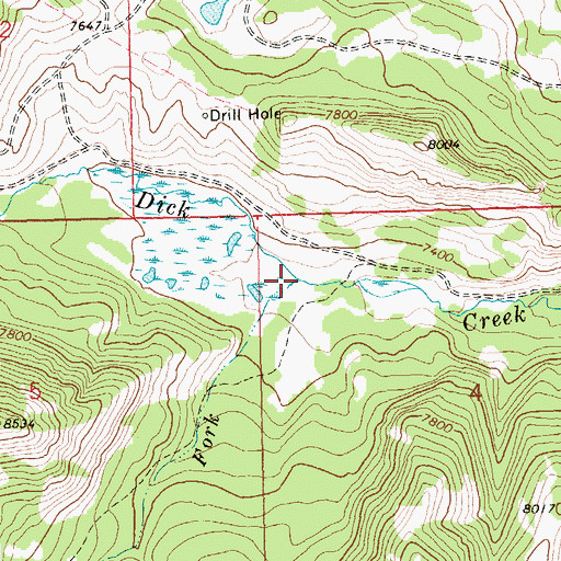 Topographic Map of South Fork Dick Creek, WY
