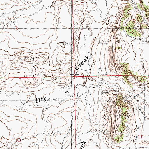 Topographic Map of South Fork Dry Creek, WY