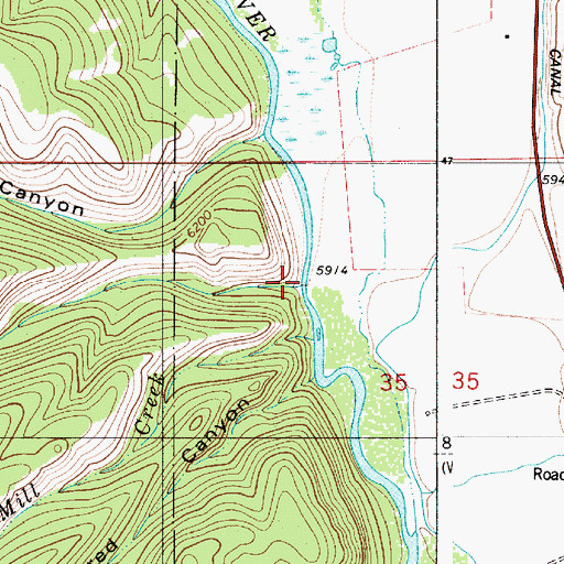 Topographic Map of South Fork Hemmert Canyon, WY