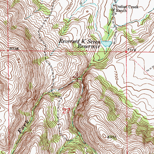 Topographic Map of South Fork Indian Creek, WY