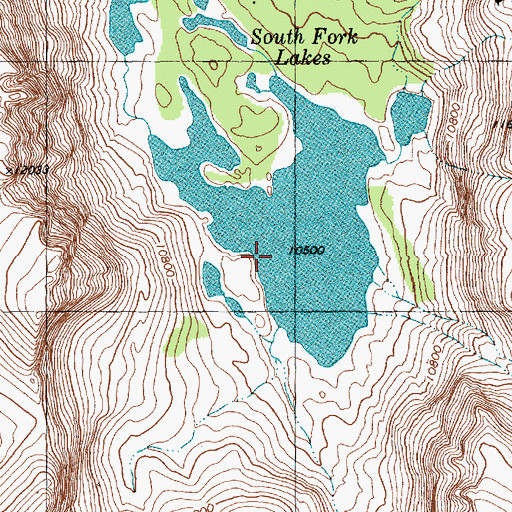 Topographic Map of South Fork Lakes, WY