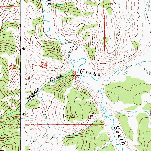 Topographic Map of South Fork Little Greys River, WY