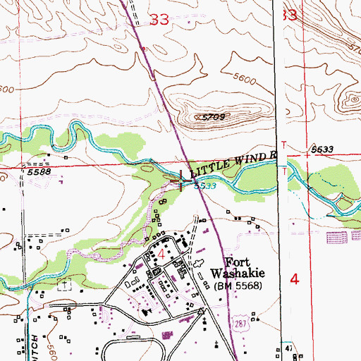 Topographic Map of South Fork Little Wind River, WY