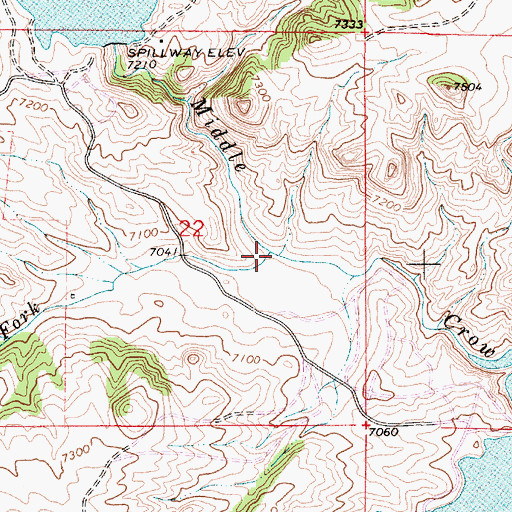 Topographic Map of South Fork Middle Crow Creek, WY
