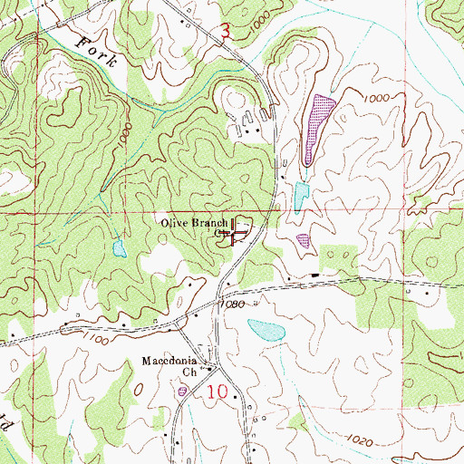 Topographic Map of Olive Branch Baptist Church, AL