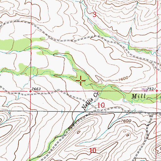 Topographic Map of South Fork Mill Creek, WY