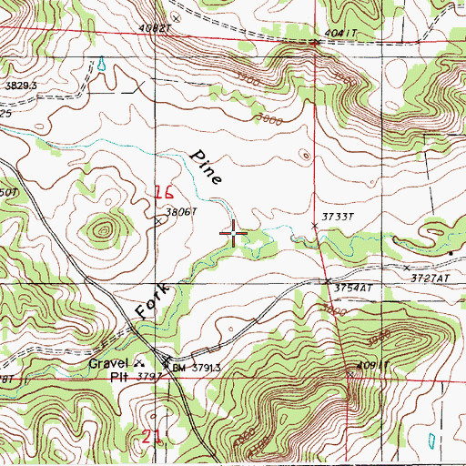 Topographic Map of South Fork Pine Creek, WY