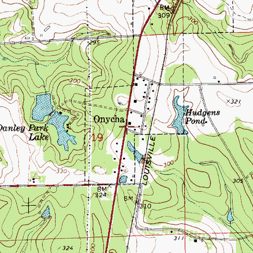 Topographic Map of Onycha, AL