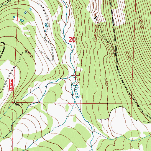 Topographic Map of South Fork Rock Creek, WY