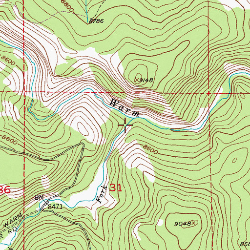 Topographic Map of South Fork Warm Spring Creek, WY