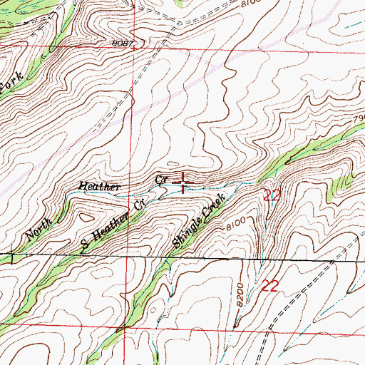 Topographic Map of South Heather Creek, WY
