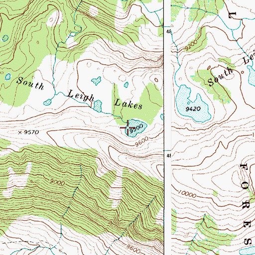 Topographic Map of South Leigh Lakes, WY