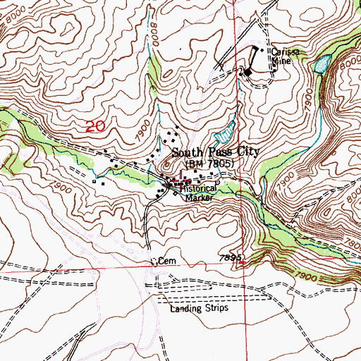 Topographic Map of South Pass City, WY