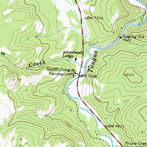 Topographic Map of South Tongue Campground, WY