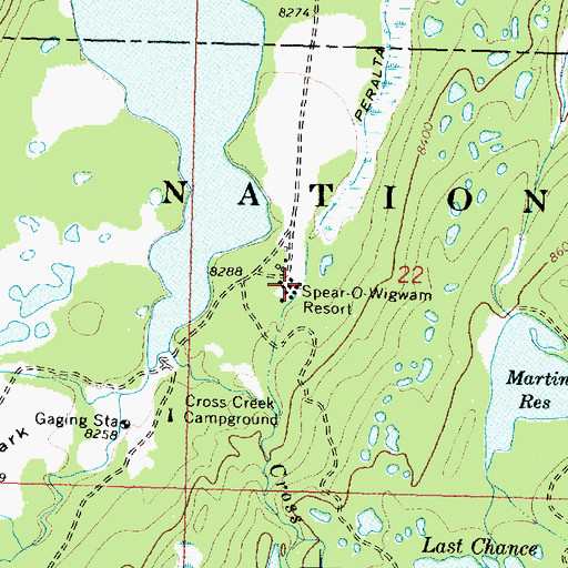 Topographic Map of Spear-O-Wigwam Resort, WY