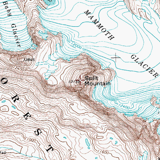 Topographic Map of Split Mountain, WY