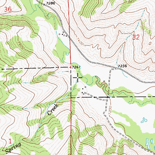 Topographic Map of Spring Creek, WY