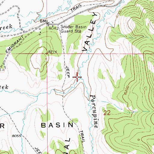 Topographic Map of Spring Creek, WY