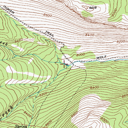 Topographic Map of Spring Creek, WY