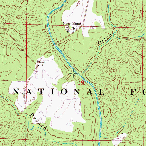 Topographic Map of Otter Branch, AL