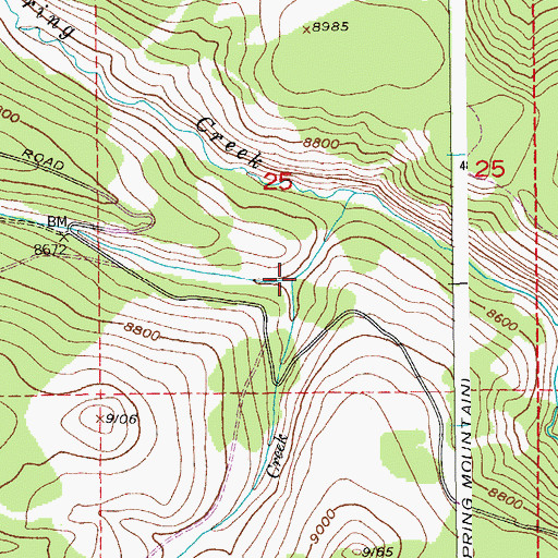 Topographic Map of Spring Creek, WY