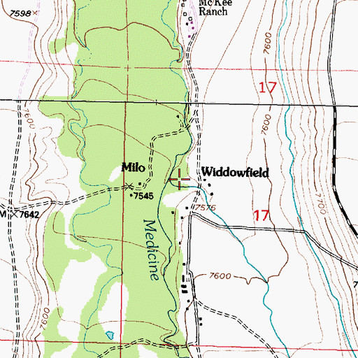 Topographic Map of Spring Creek, WY