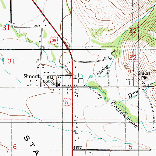 Topographic Map of Spring Creek, WY