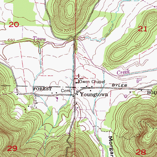 Topographic Map of Owen Chapel, AL