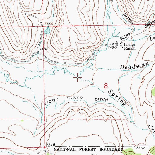 Topographic Map of Spring Creek, WY