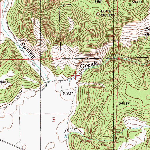 Topographic Map of Spring Creek, WY