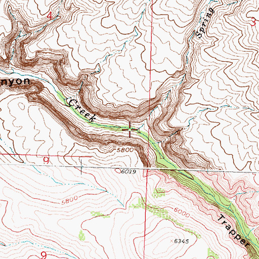 Topographic Map of Spring Creek, WY