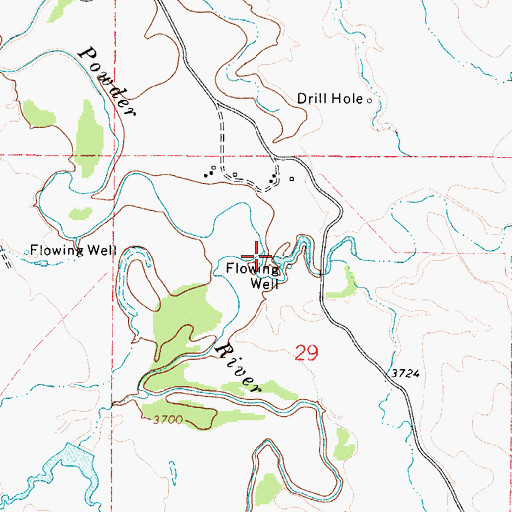 Topographic Map of Spring Creek, WY