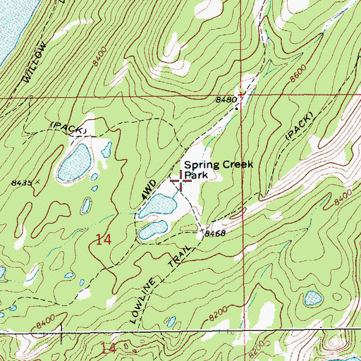 Topographic Map of Spring Creek Park, WY