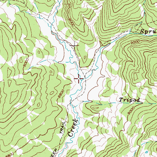 Topographic Map of Spruce Creek, WY