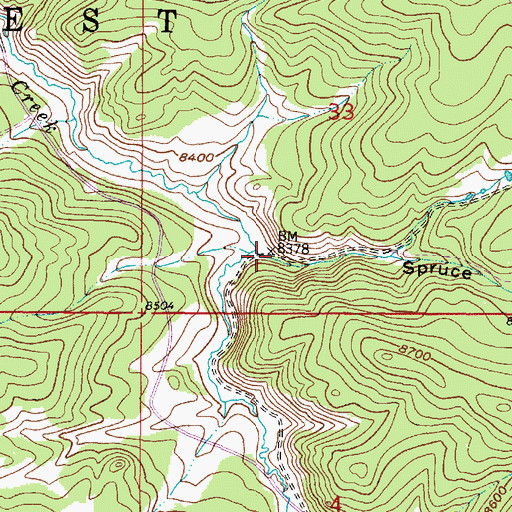 Topographic Map of Spruce Gulch, WY