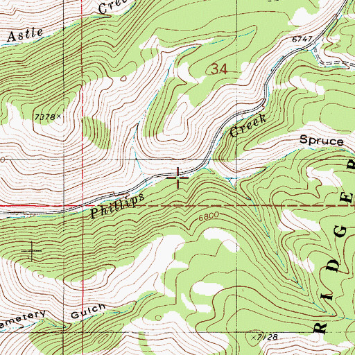 Topographic Map of Spruce Hollow, WY